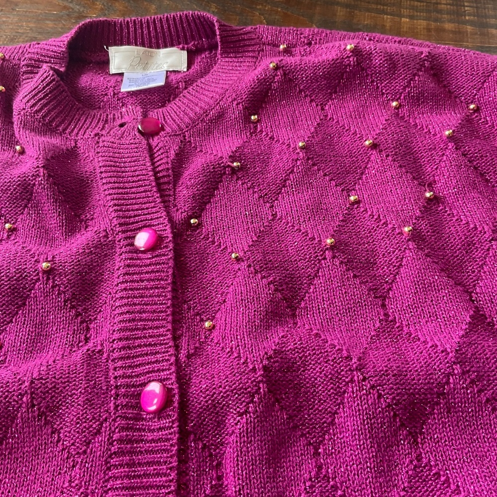 EATONS PETITE    VINTAGE    Hot Pink sweater  size LARGE RETIRED - Picture 3 of 10